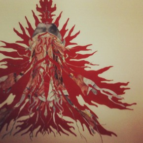 At The Dick Show @CentrSexCulture. This collage, by Mark Garrett, is held together with semen.